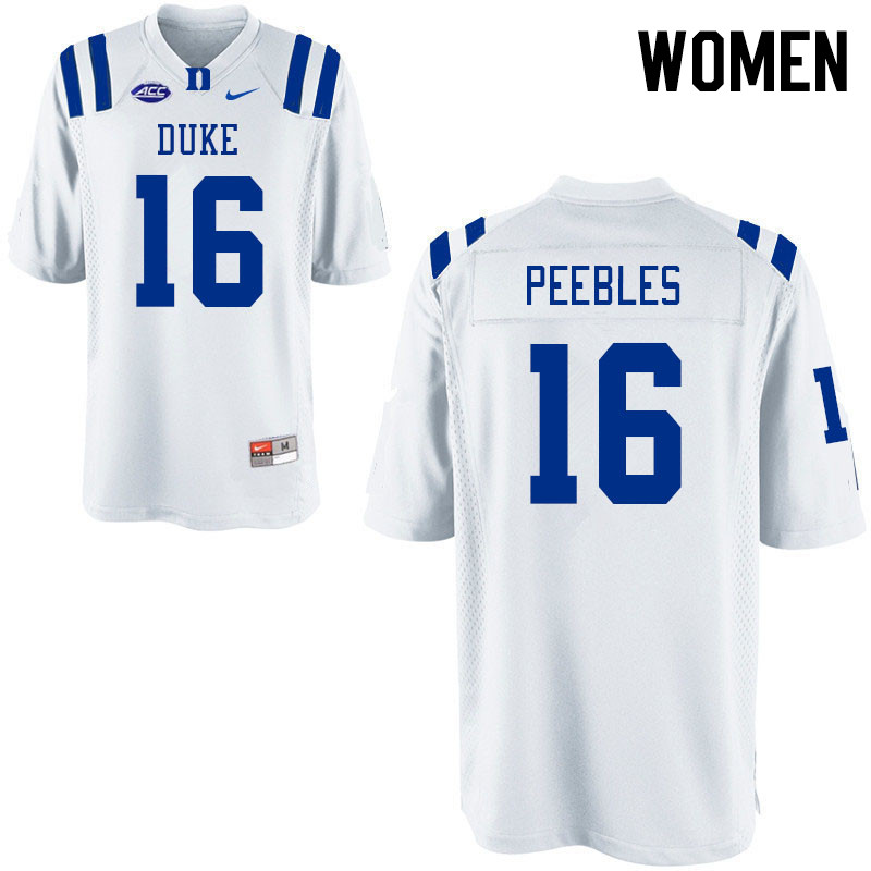 Women #16 Aeneas Peebles Duke Blue Devils College Football Jerseys Stitched-White